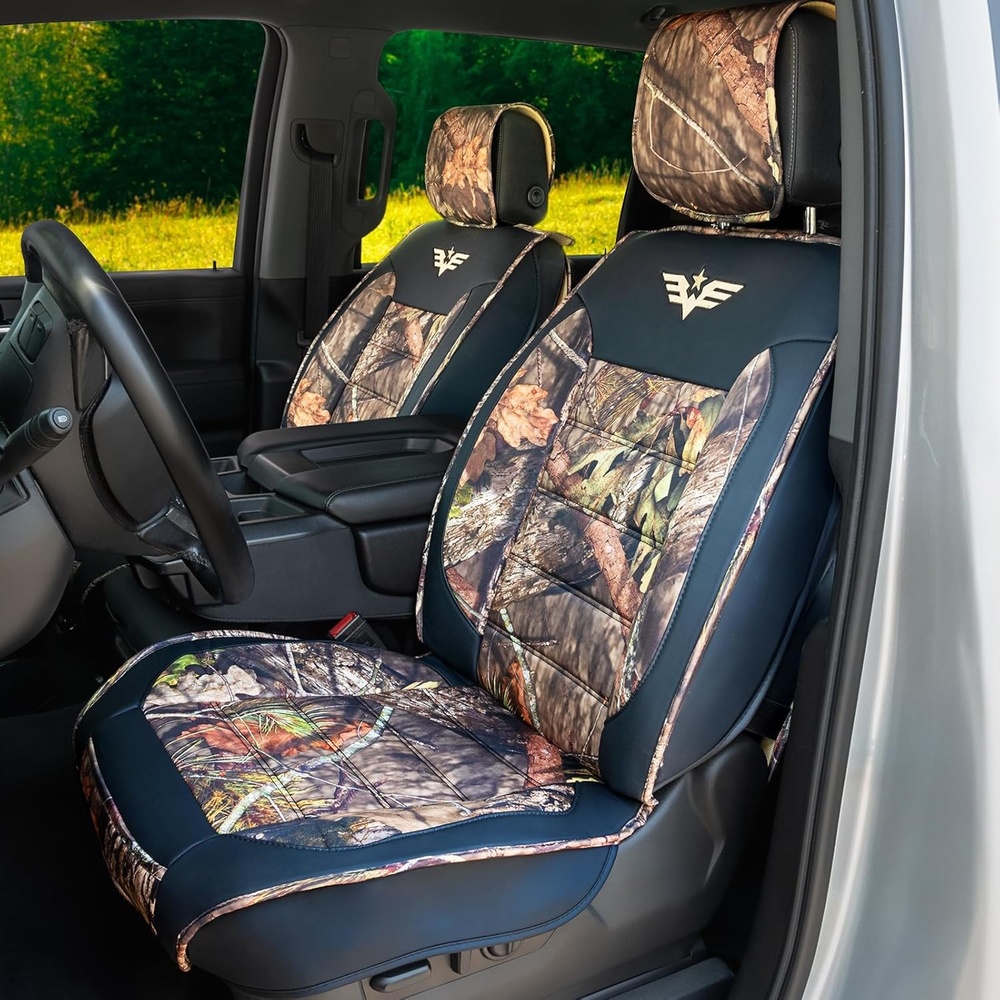 image:imageMossy Oak Heavy Duty Premium Truck Seat Covers for Front Seats Fits FullSize Truck SUV Padded Seat Cover with Bottom Wraparound Front amp Rear Storage PocketsFront Seat Protector Waterproof 2 pcTruck Seat Cushion Camo