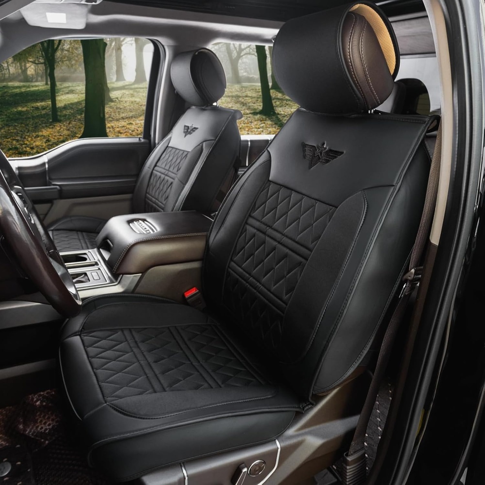 image:imageMossy Oak Heavy Duty Premium Truck Seat Covers for Front Seats Fits FullSize Truck SUV Padded Seat Cover with Bottom Wraparound Front amp Rear Storage PocketsFront Seat Protector Waterproof 2 pcTruck Seat Cushion Black