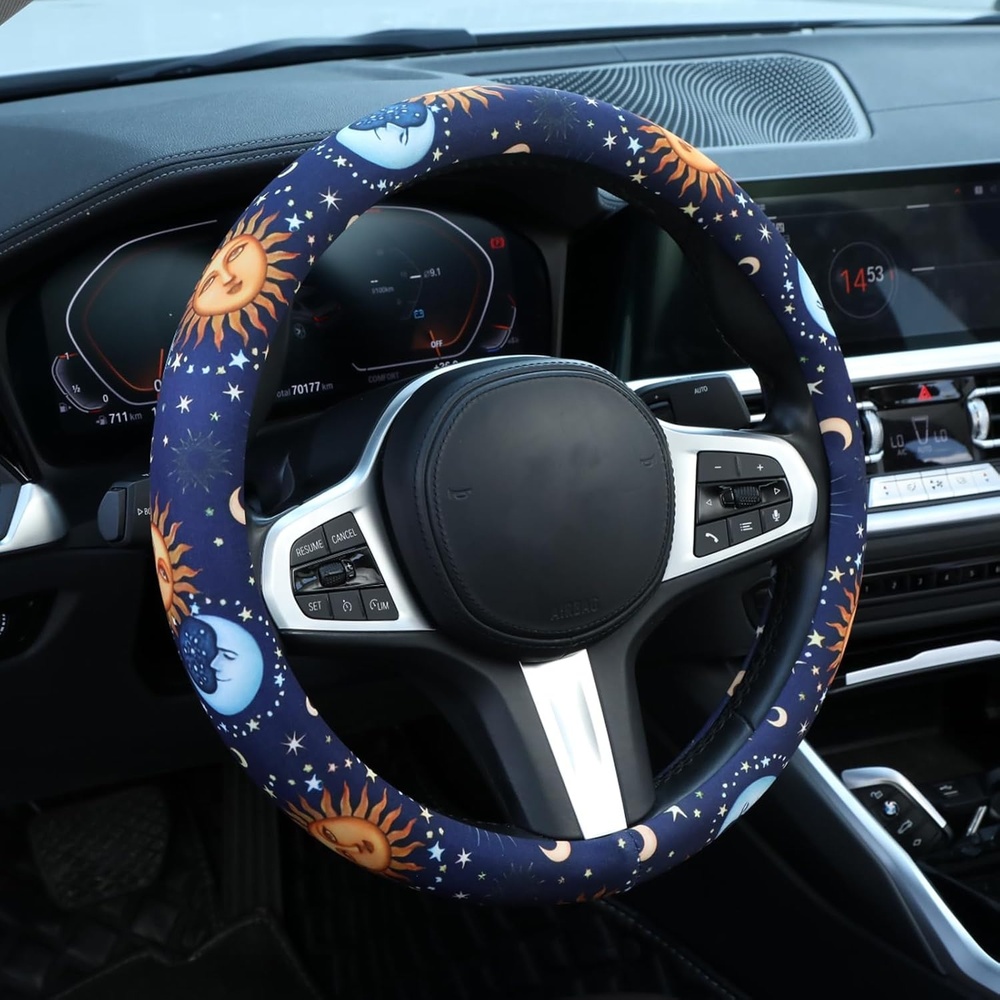 image:imageMossy Oak Shadow Grass Blades Steering Wheel Cover Auto Steering Wheel Protector AntiSlip Breathable Absorbing Sweat Universal Camo Car Accessories 14515 inchFit for Most Car Trucks SUVAstrology Sun Moon