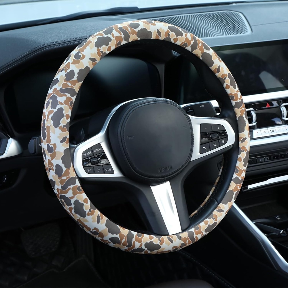 image:imageMossy Oak Shadow Grass Blades Steering Wheel Cover Auto Steering Wheel Protector AntiSlip Breathable Absorbing Sweat Universal Camo Car Accessories 14515 inchFit for Most Car Trucks SUVTan Duck Camo