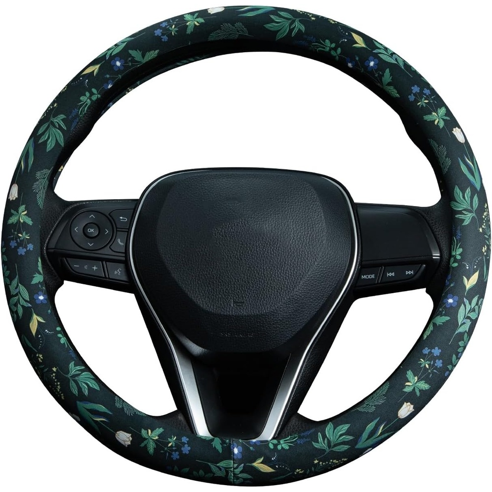 image:imageMossy Oak Shadow Grass Blades Steering Wheel Cover Auto Steering Wheel Protector AntiSlip Breathable Absorbing Sweat Universal Camo Car Accessories 14515 inchFit for Most Car Trucks SUVDarkColored Flowers
