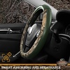 Mossy Oak Camo Steering Wheel Cover, Universal 15 inch – Made with Premium PVC Leather and Cotton Fabric – Official Licensed Product(Green)