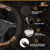 Mossy Oak Full Camo Steering Wheel Cover – Made from Premium Leather, Universal Fit for 14 1/2 to 15 inches – Official Licensed Product – Beige Color(Black)