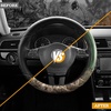 Mossy Oak Full Camo Steering Wheel Cover – Made from Premium Leather, Universal Fit for 14 1/2 to 15 inches – Official Licensed Product – Beige Color(GREEN)