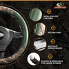 Mossy Oak Full Camo Steering Wheel Cover – Made from Premium Leather, Universal Fit for 14 1/2 to 15 inches – Official Licensed Product – Beige Color(GREEN)