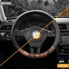 Mossy Oak Full Camo Steering Wheel Cover – Made from Premium Leather, Universal Fit for 14 1/2 to 15 inches – Official Licensed Product – Beige Color(Gray)