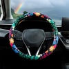 Mossy Oak Shadow Grass Blades Steering Wheel Cover Auto Steering Wheel Protector, Anti-Slip, Breathable, Absorbing Sweat, Universal Camo Car Accessories 14.5–15 inch,Fit for Most Car, Trucks, SUV(Strawberry Colorful Floral)