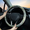 Mossy Oak Shadow Grass Blades Steering Wheel Cover Auto Steering Wheel Protector, Anti-Slip, Breathable, Absorbing Sweat, Universal Camo Car Accessories 14.5–15 inch,Fit for Most Car, Trucks, SUV(Faux Embroidery Flowers)