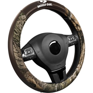 Mossy Oak Camo Steering Wheel Cover, Universal 15 inch – Made with Premium PVC Leather and Cotton Fabric – Official Licensed Product(Brown)