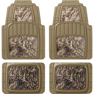 Mossy Oak Camo Trimmable Floor Mats – All Weather Protection – Trim to Fit for Car, SUV, Van, Trucks – Official Licensed Product (4 Pcs)(Beige)