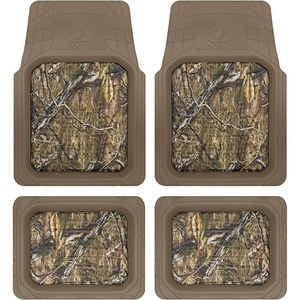 Mossy Oak Heavy Duty Deep Dish Rubber Floor Mats – Front and Rear Car Mats with Anti-Slip Backing, All Weather Protection – Trim to Fit for Car, SUV, Van, Trucks (Beige) – Official Licensed Product(Beige)