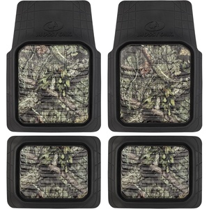 Mossy Oak Heavy Duty Deep Dish Rubber Floor Mats – Front and Rear Car Mats with Anti-Slip Backing, All Weather Protection – Trim to Fit for Car, SUV, Van, Trucks (Beige) – Official Licensed Product(Black)