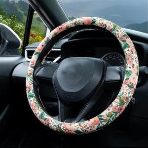 Mossy Oak Shadow Grass Blades Steering Wheel Cover Auto Steering Wheel Protector, Anti-Slip, Breathable, Absorbing Sweat, Universal Camo Car Accessories 14.5–15 inch,Fit for Most Car, Trucks, SUV(Watercolor Burgundy Flowers)