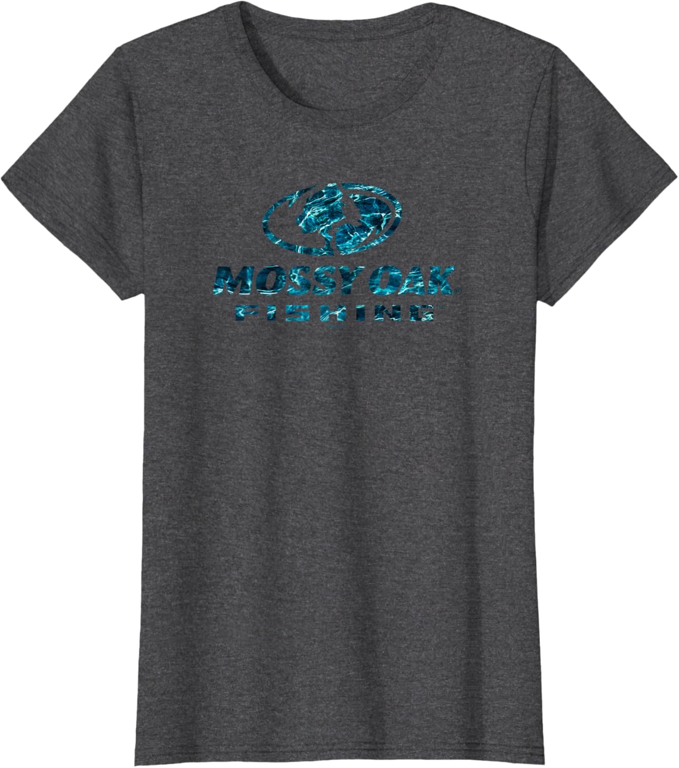 image:imageMossy Oak Fishing Open Water Classic Blue Logo V2 TShirtDark Heather Grey