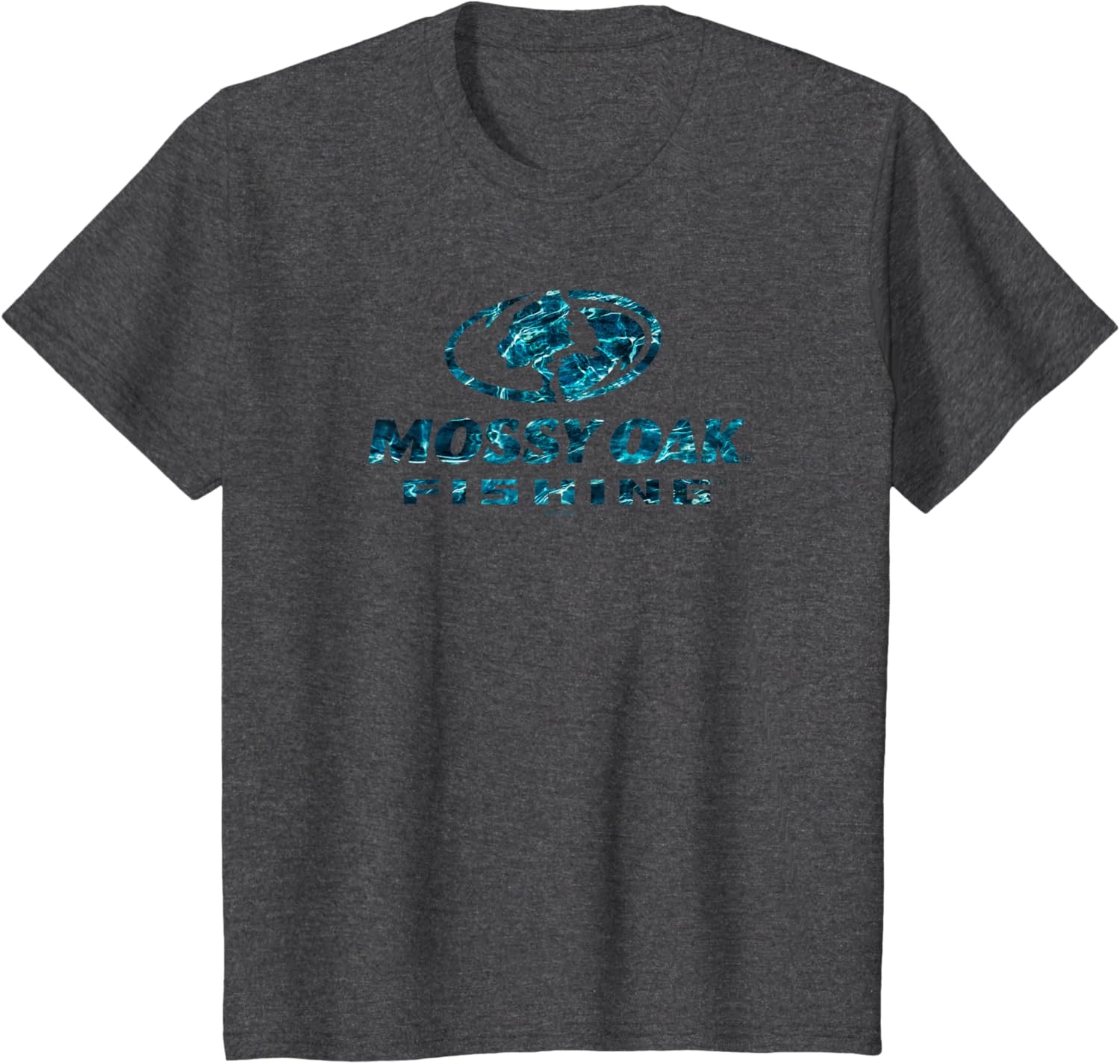 image:imageMossy Oak Fishing Open Water Classic Blue Logo V2 TShirtDark Heather Grey