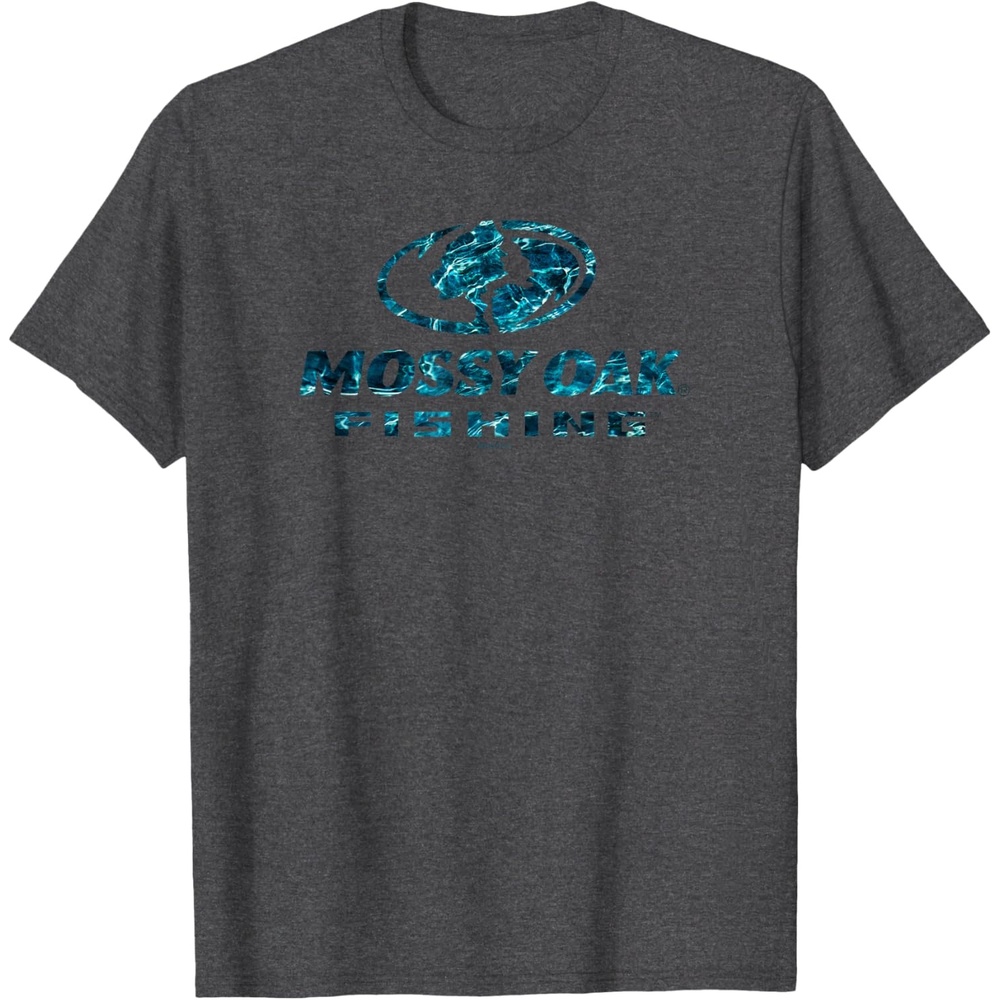 image:imageMossy Oak Fishing Open Water Classic Blue Logo V2 TShirtDark Heather Grey