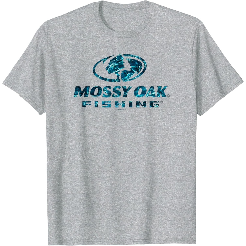 image:imageMossy Oak Fishing Open Water Classic Blue Logo V2 TShirtHeather Grey