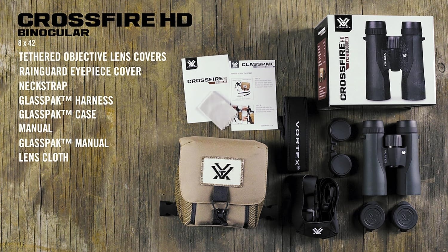 image:imageVortex Crossfire HD 10x42 Binoculars Mossy Oak Bottomland HD Optical System Tripod Adaptable Rubber Armor Waterproof Fogproof Shockproof Included GlassPak Unlimited Unconditional WarrantyGreen