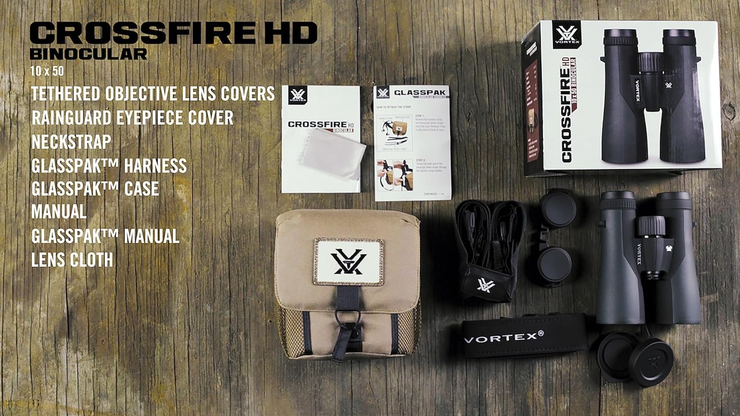 image:imageVortex Crossfire HD 10x42 Binoculars Mossy Oak Bottomland HD Optical System Tripod Adaptable Rubber Armor Waterproof Fogproof Shockproof Included GlassPak Unlimited Unconditional WarrantyGreen