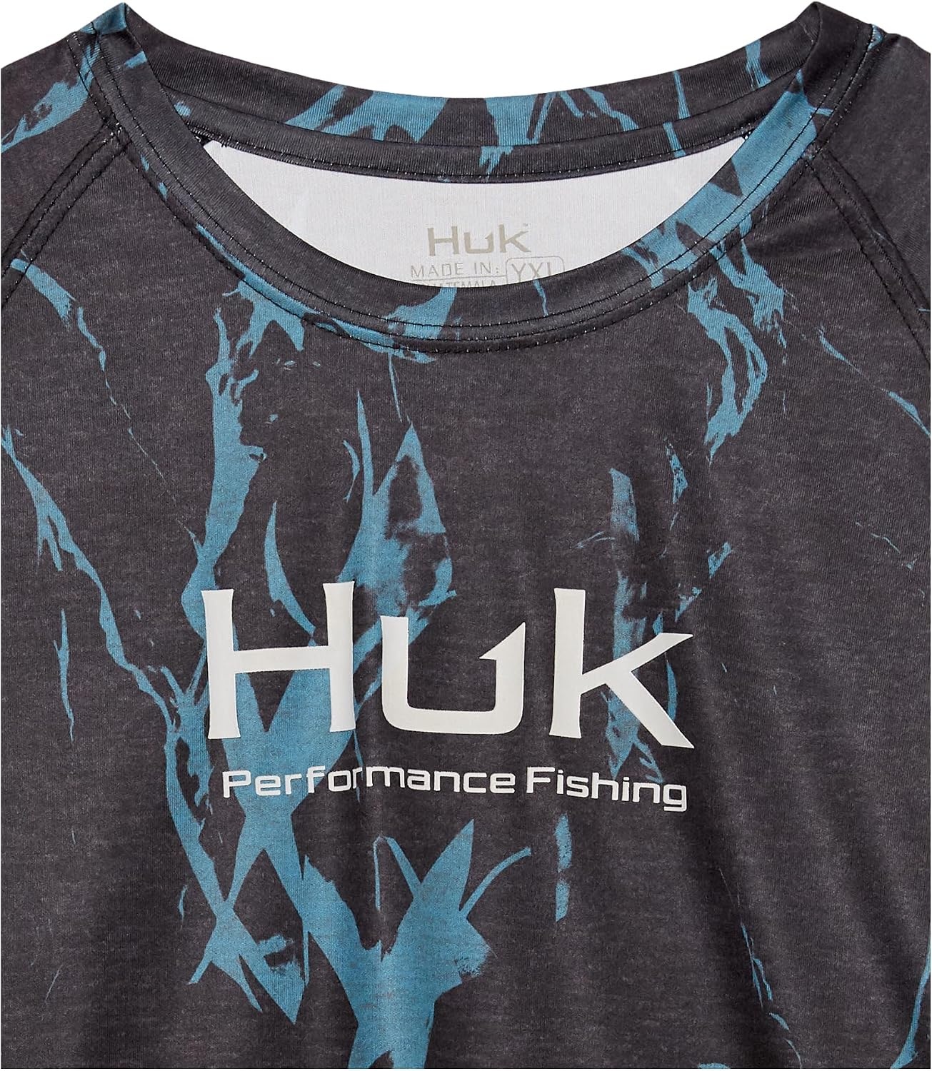 image:imageHUK Kids Pursuit Pattern Long Sleeve Shirt Fishing Shirt for KidsKelp Wash Heather Black