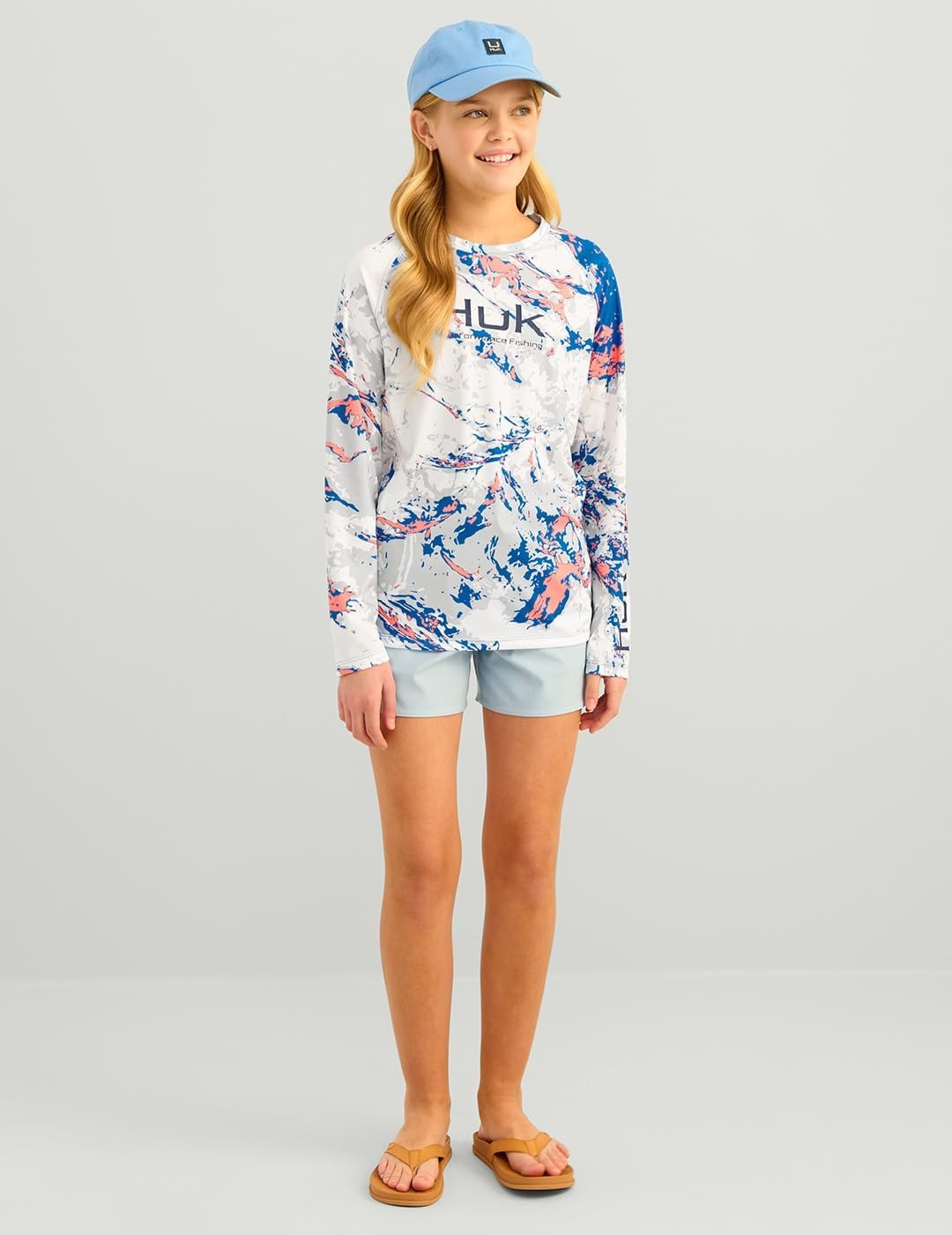 image:imageHUK Kids Pursuit Pattern Long Sleeve Shirt Fishing Shirt for KidsMossy Oak Ocean Blue