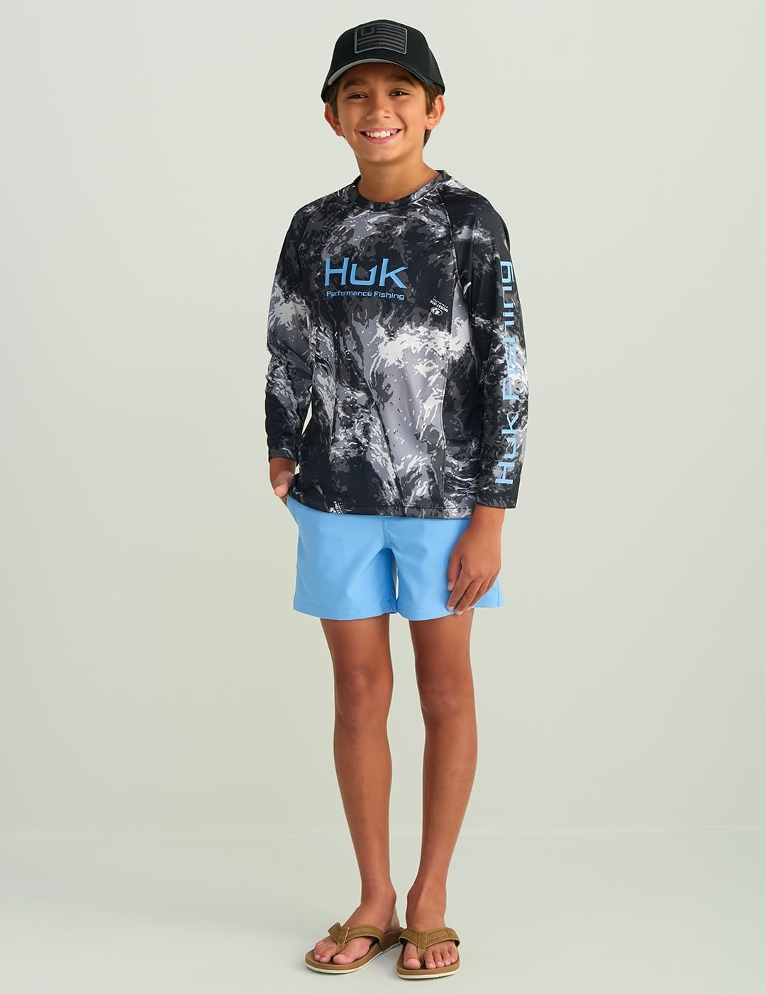 image:imageHUK Kids Pursuit Pattern Long Sleeve Shirt Fishing Shirt for KidsMossy Oak Stormwater Midnight