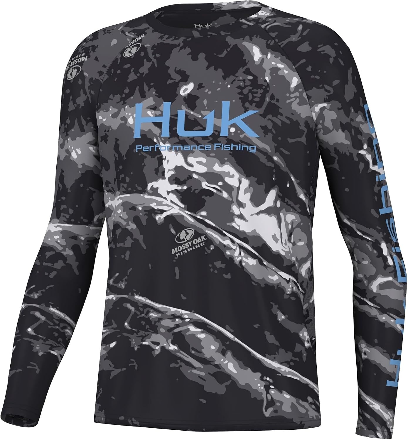 image:imageHUK Kids Pursuit Pattern Long Sleeve Shirt Fishing Shirt for KidsMossy Oak Stormwater Midnight