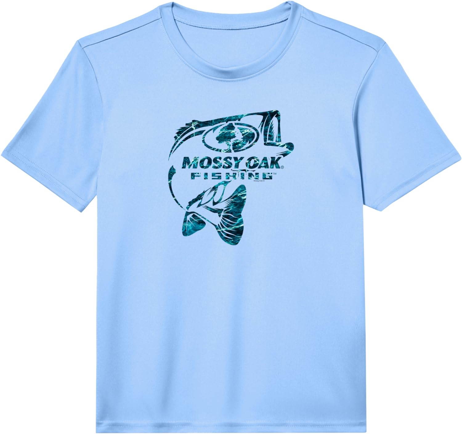image:imageMossy Oak Fishing Bass Open Water Classic Blue Logo Performance TShirtLight Blue