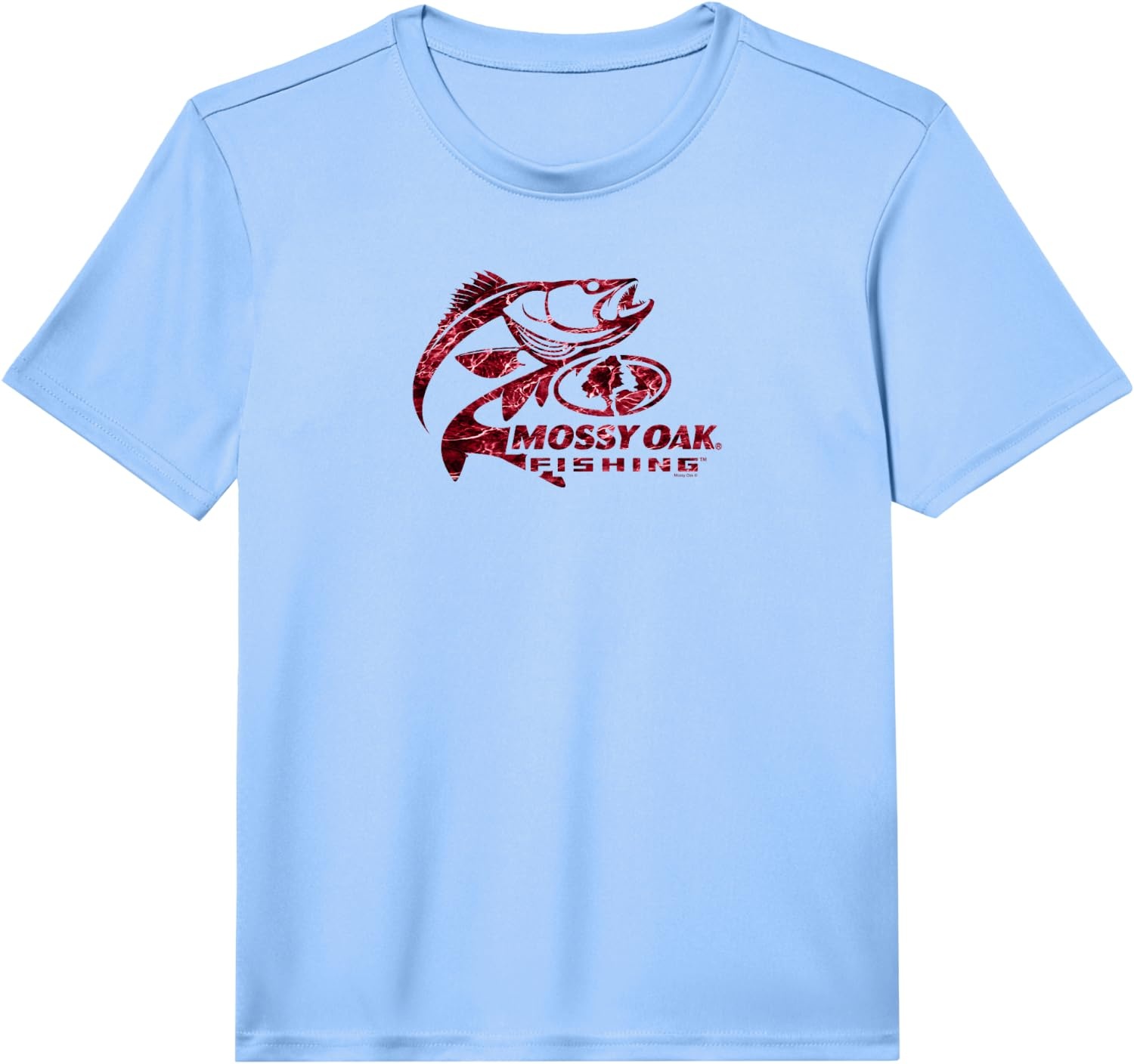 image:imageMossy Oak Fishing Bass Target Ocean Outdoors Red Logo Performance TShirtLight Blue