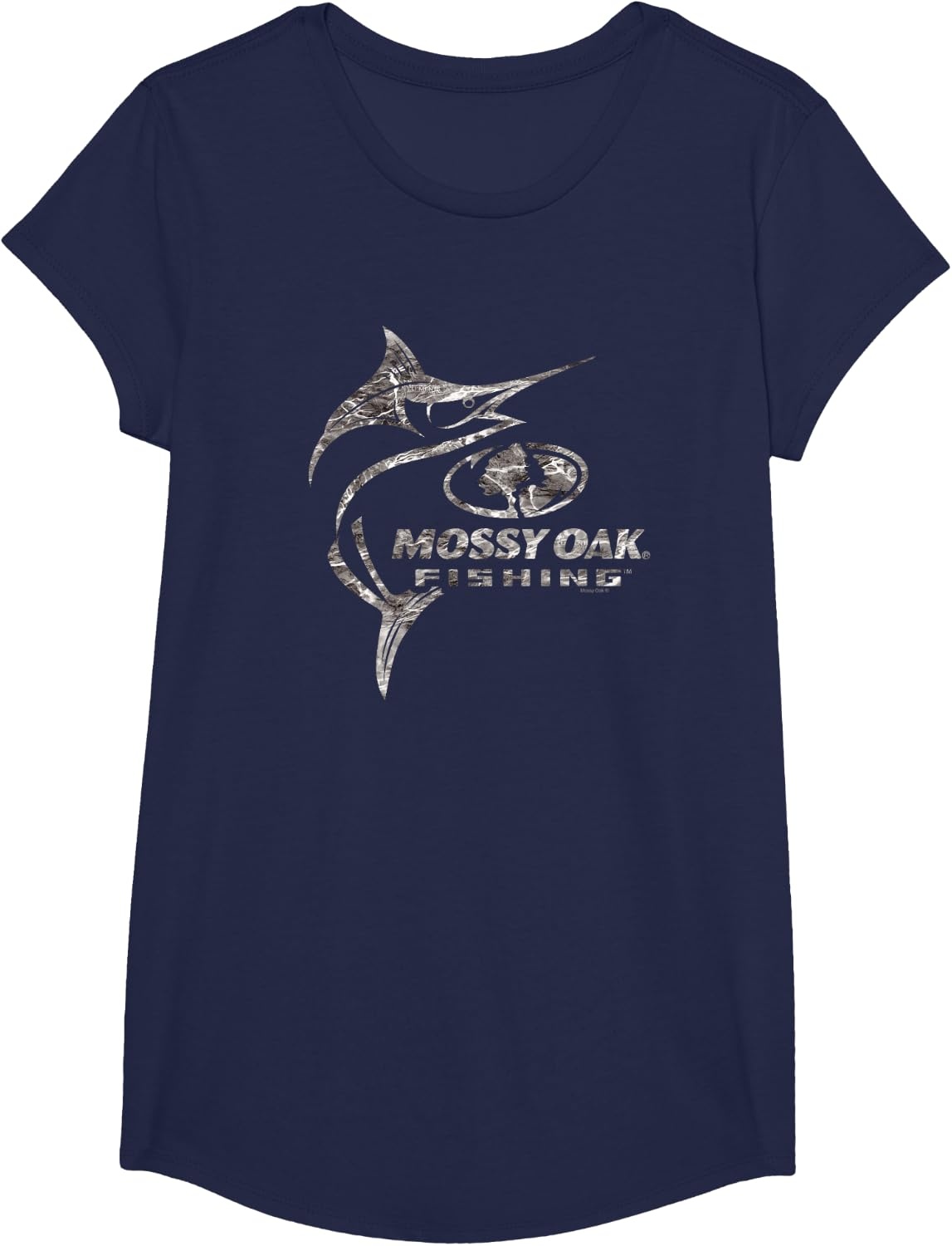 image:imageMossy Oak Fishing Marlin Target Ocean Outdoors Grey Logo TShirtNavy Blue