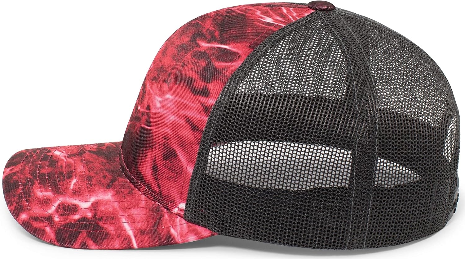 image:imagePacific Headwear Unisex Adult Agua Camo Snapback TruckerElements Agua CrimsonLt Charcoal