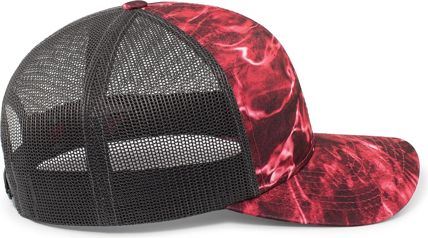 image:imagePacific Headwear Unisex Adult Agua Camo Snapback TruckerElements Agua CrimsonLt Charcoal