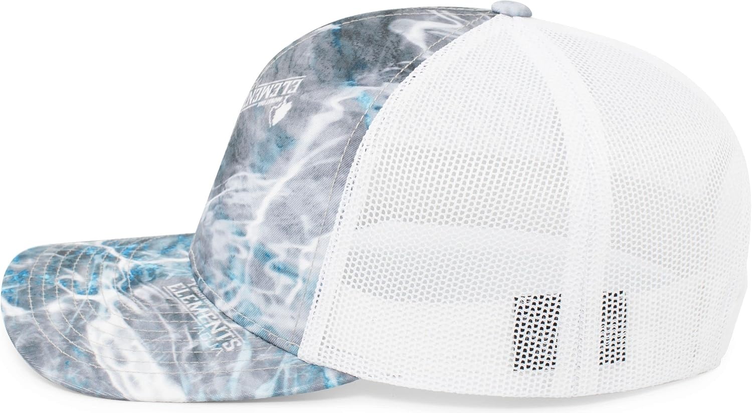image:imagePacific Headwear Unisex Adult Agua Camo Snapback TruckerElements Agua SteelheadWhite