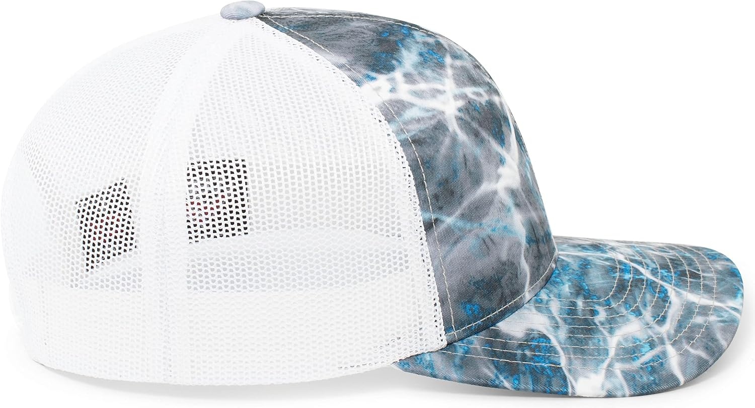 image:imagePacific Headwear Unisex Adult Agua Camo Snapback TruckerElements Agua SteelheadWhite