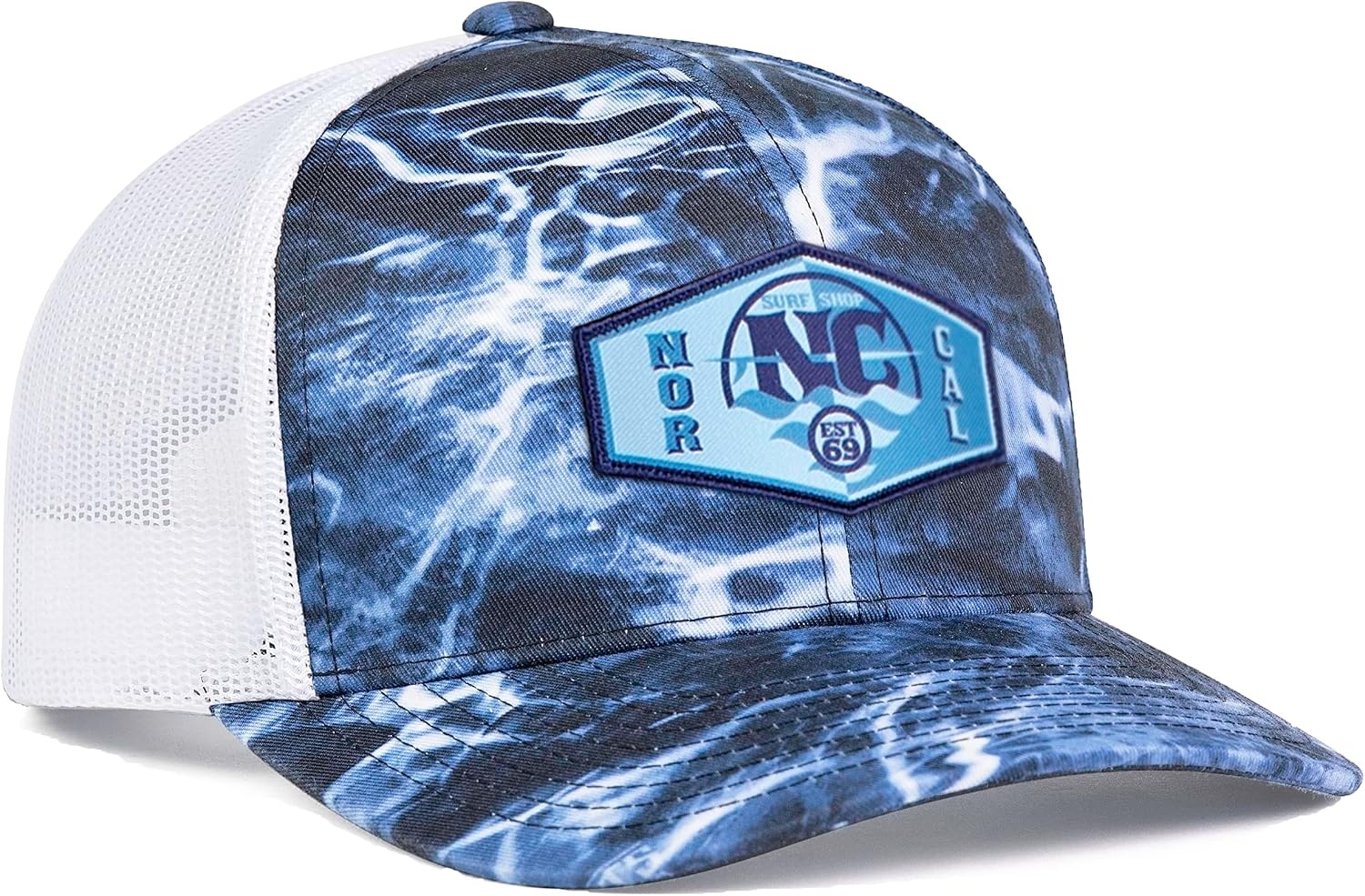 image:imagePacific Headwear Unisex Adult Agua Camo Snapback TruckerElements Black TipLight Charcoal