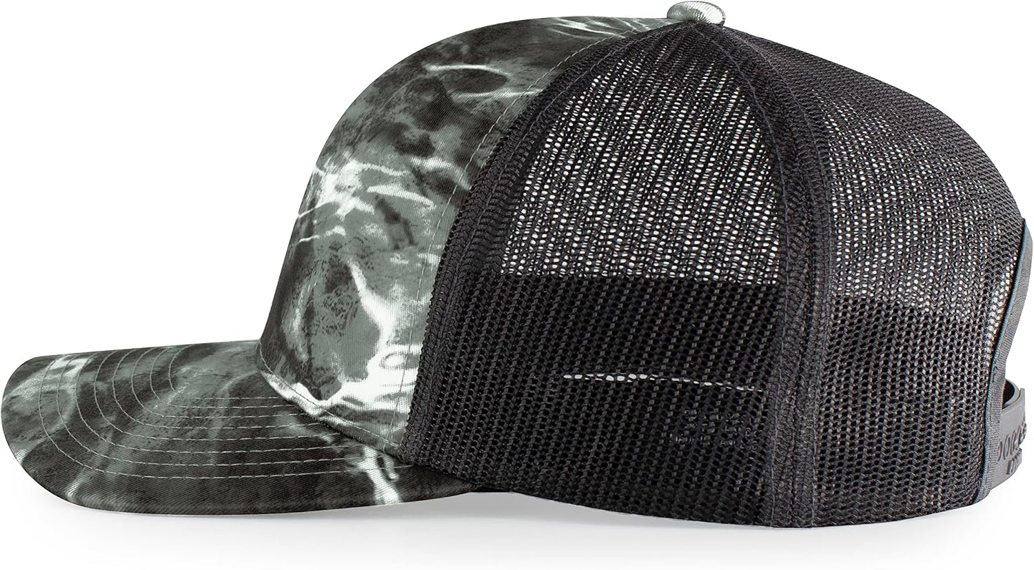 image:imagePacific Headwear Unisex Adult Agua Camo Snapback TruckerElements Black TipLight Charcoal