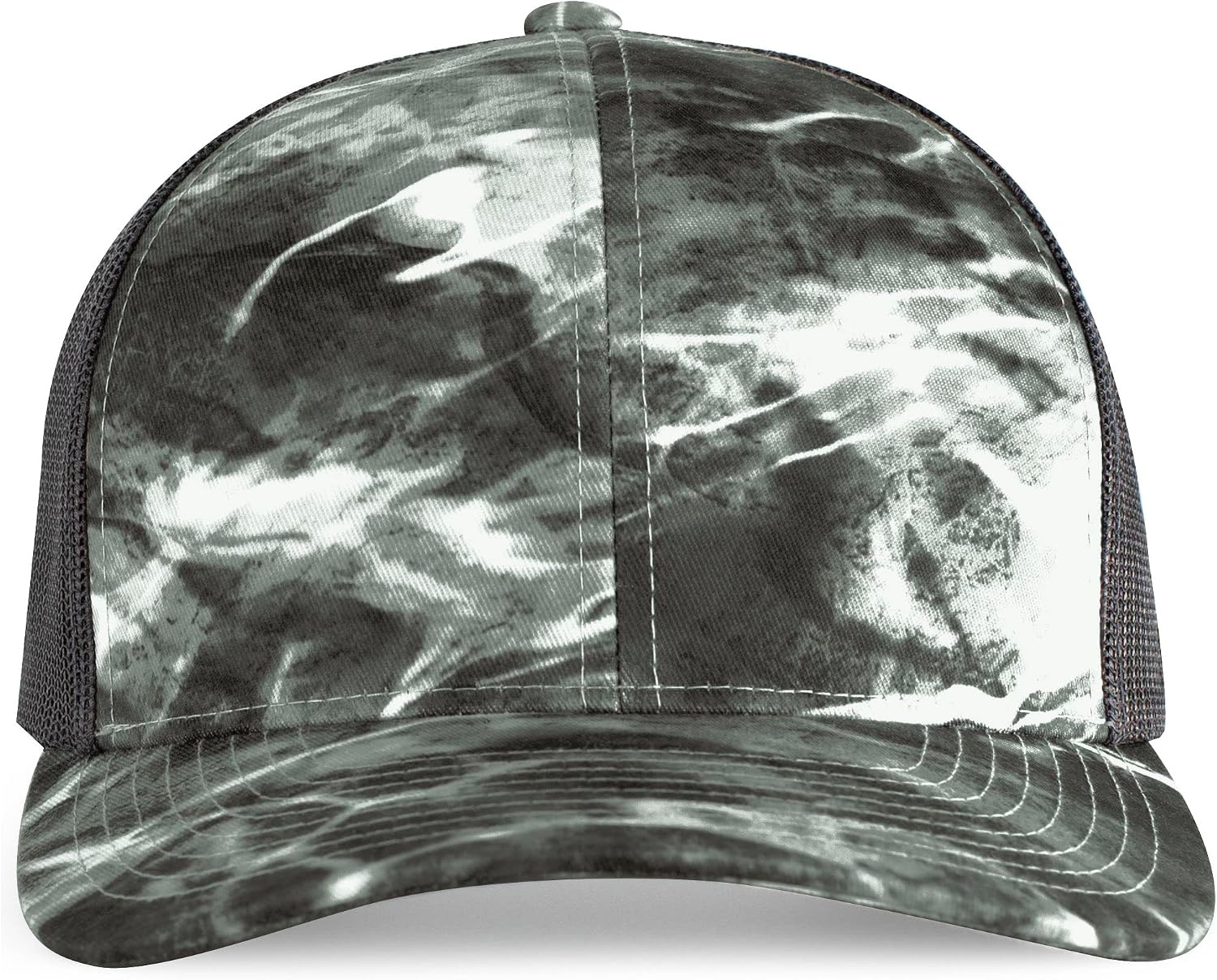 image:imagePacific Headwear Unisex Adult Agua Camo Snapback TruckerElements Black TipLight Charcoal