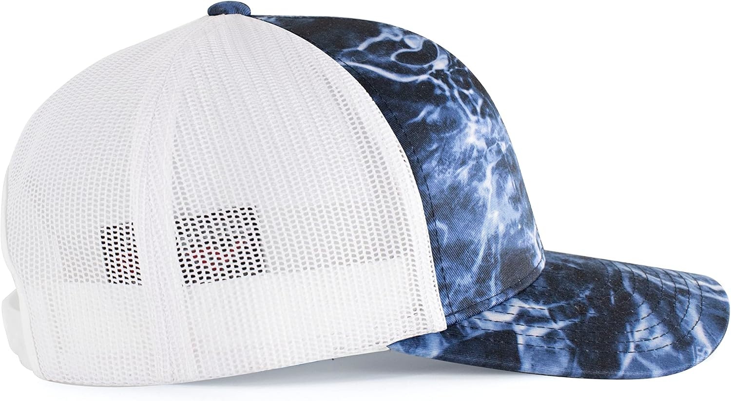 image:imagePacific Headwear Unisex Adult Agua Camo Snapback TruckerElements BluefinWhite
