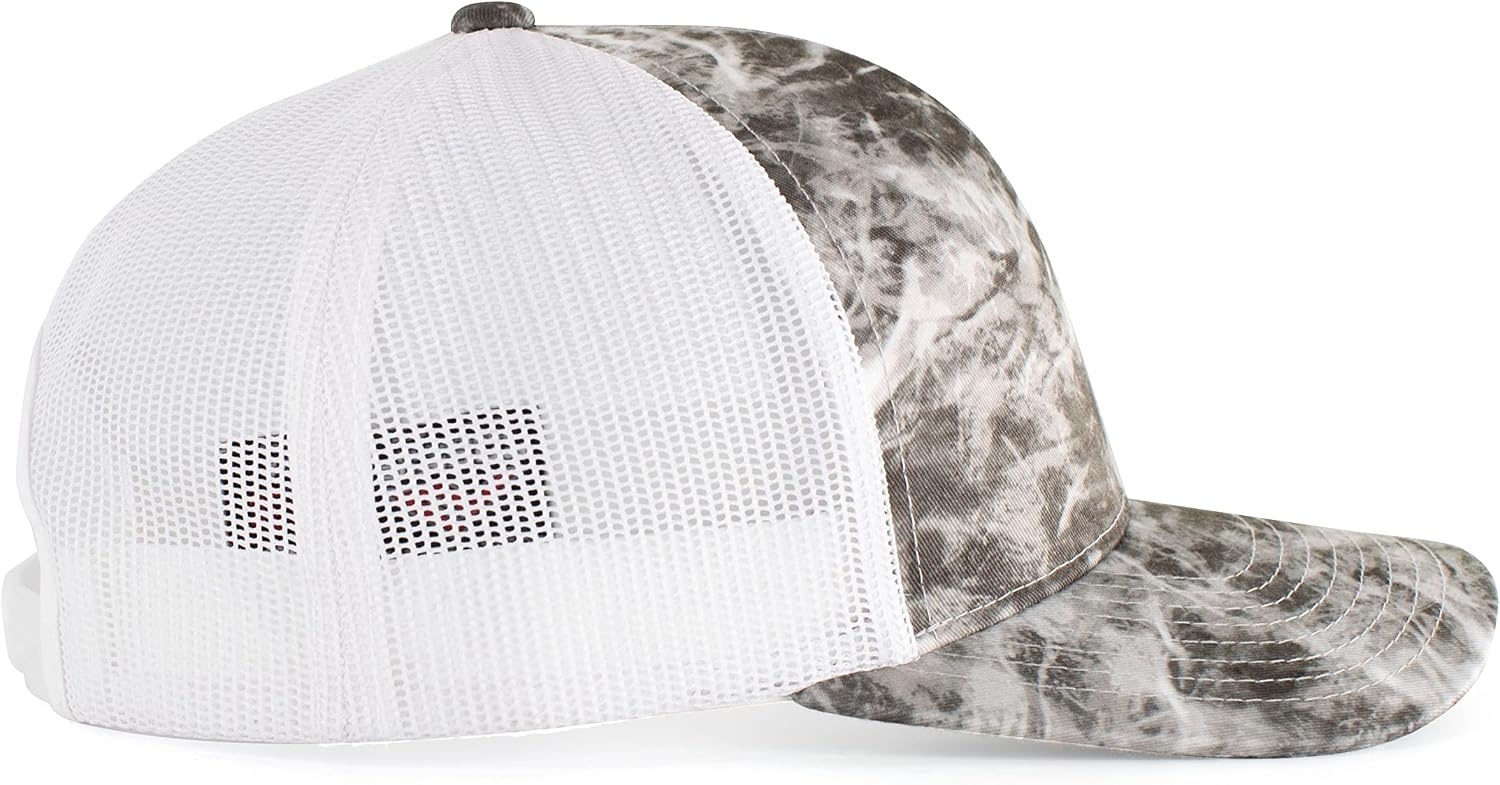 image:imagePacific Headwear Unisex Adult Agua Camo Snapback TruckerElements MantaWhite