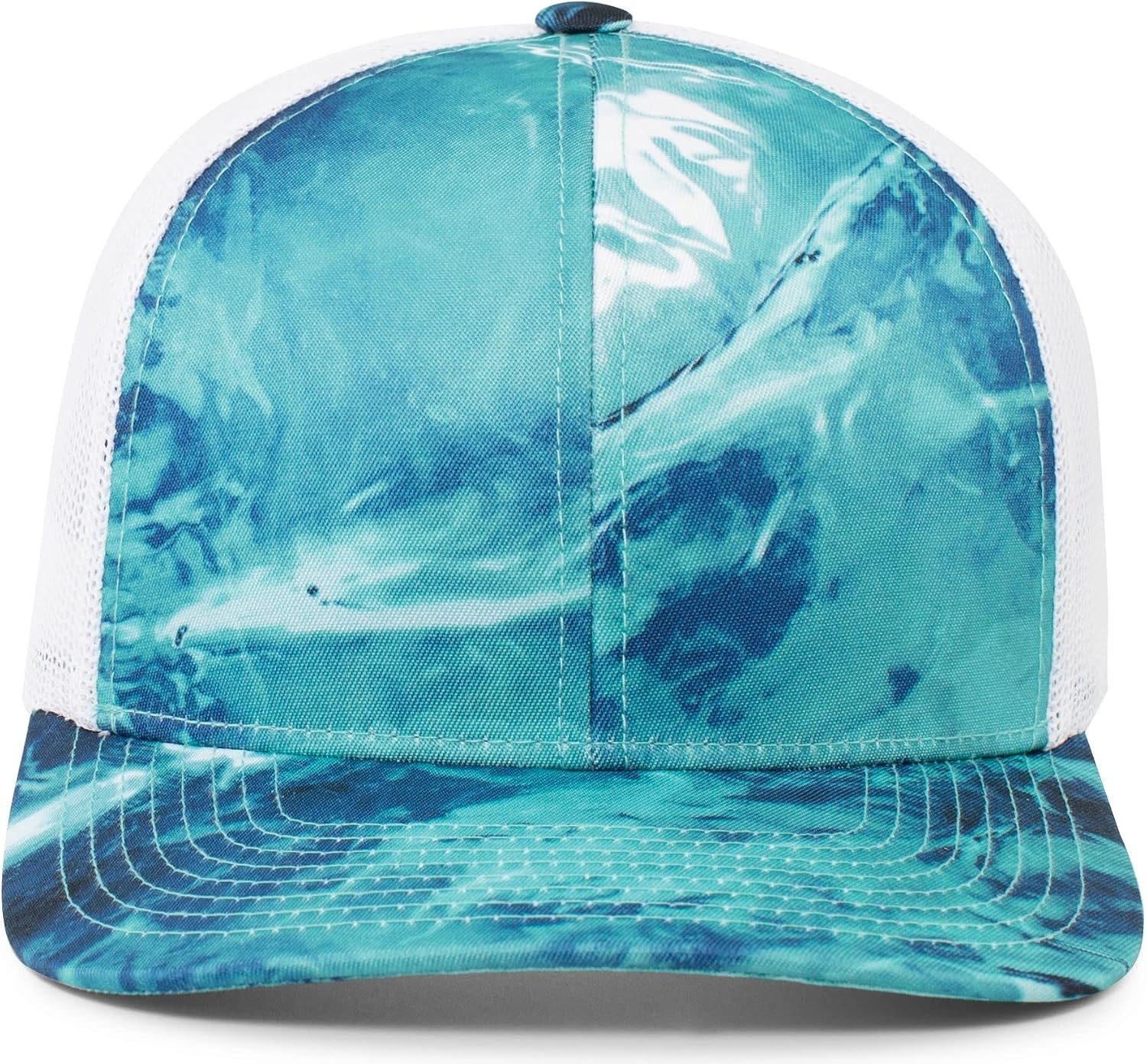 image:imagePacific Headwear Unisex Adult Agua Camo Snapback TruckerWakeform EquatorWhite