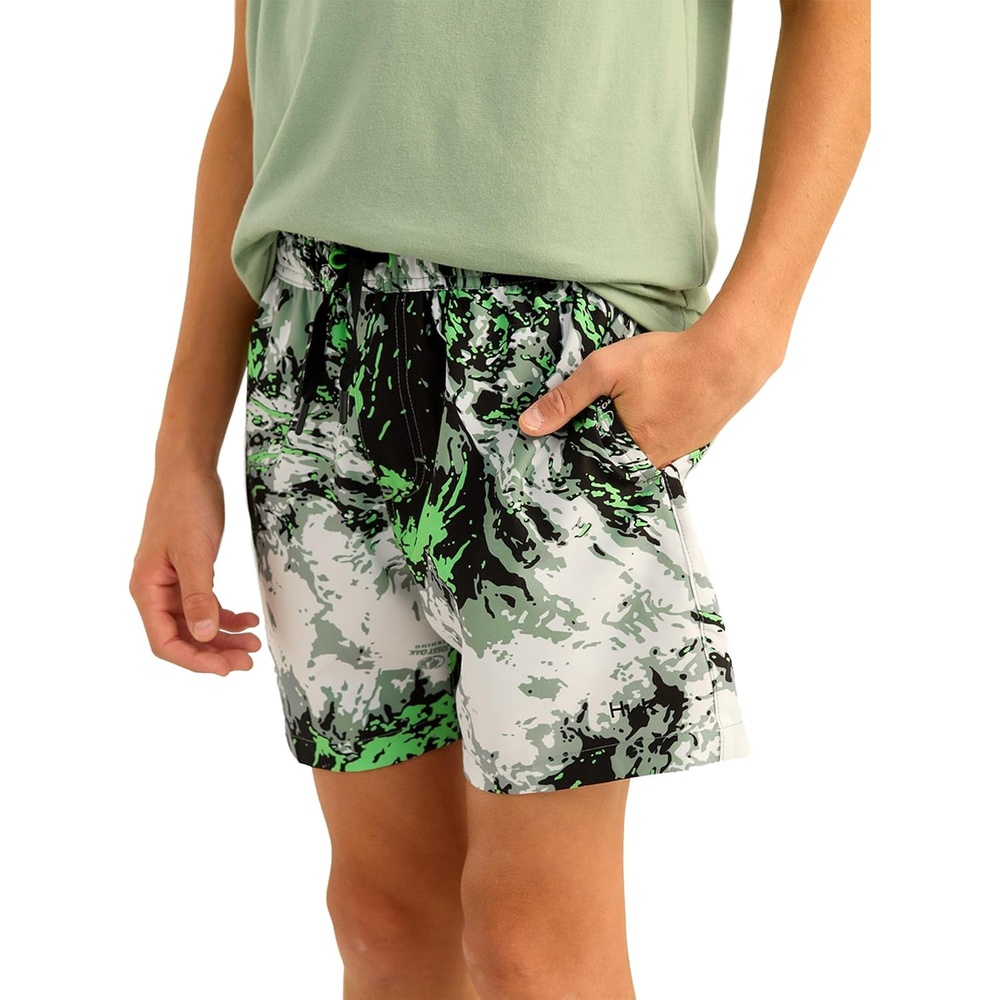 image:imageHUK Boys Pursuit Volley Pattern Short QuickDry Shorts for KidsFog Green