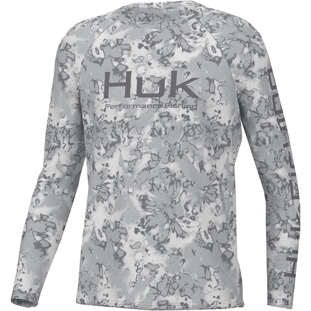 image:imageHUK Kids Pursuit Pattern Long Sleeve Shirt Fishing Shirt for KidsFin Fade Harbor Mist