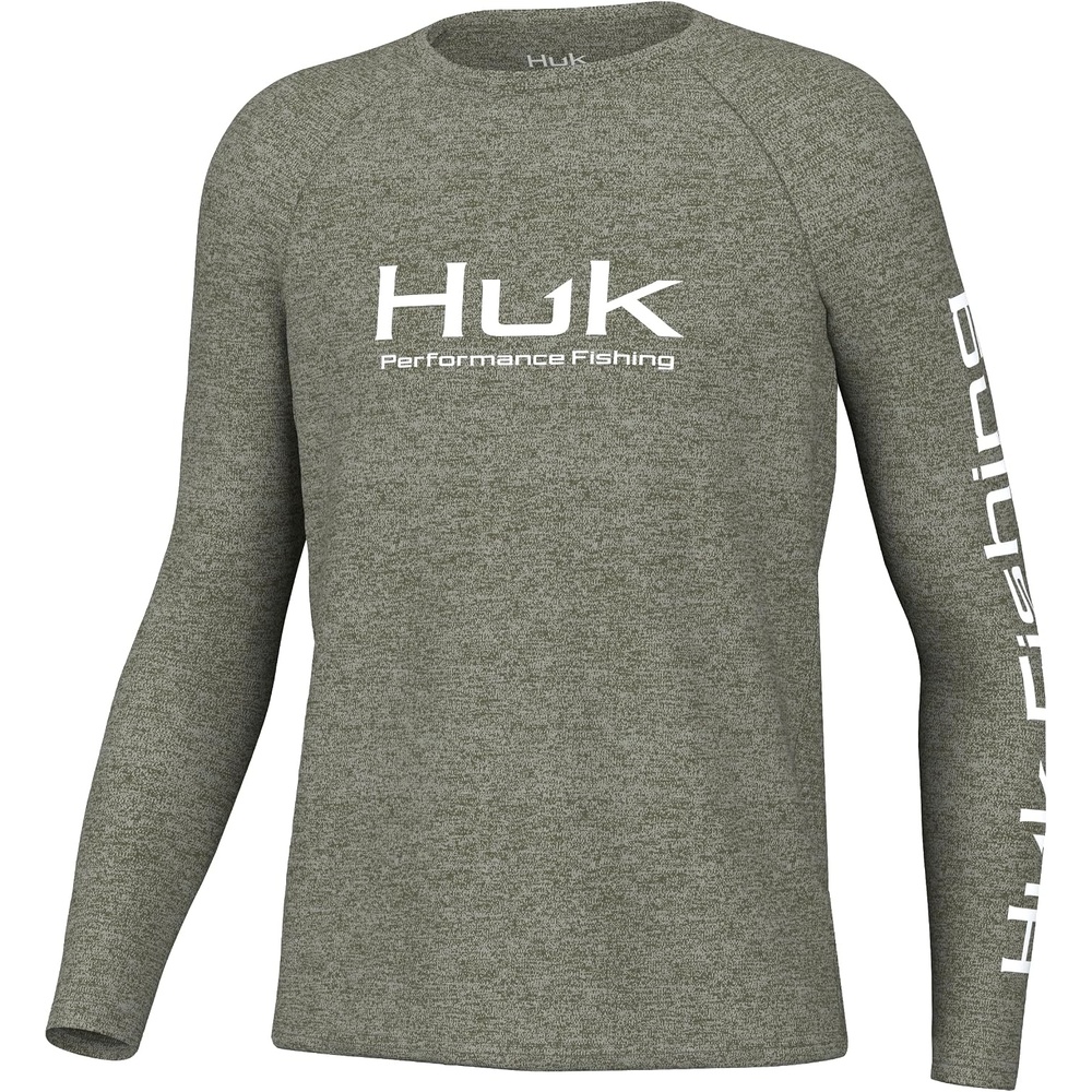 image:imageHUK Kids Pursuit Pattern Long Sleeve Shirt Fishing Shirt for KidsHeather Moss