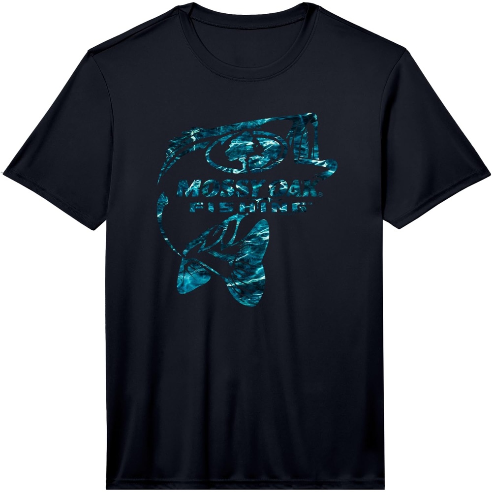 image:imageMossy Oak Fishing Bass Open Water Classic Blue Logo Performance TShirtBlack