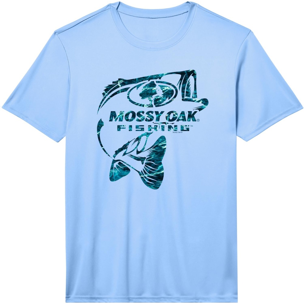 image:imageMossy Oak Fishing Bass Open Water Classic Blue Logo Performance TShirtLight Blue
