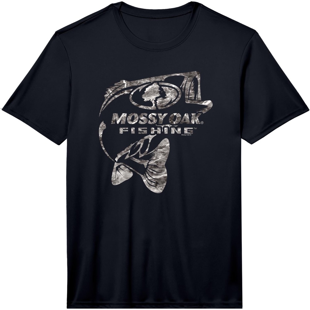image:imageMossy Oak Fishing Bass Open Water Classic Grey Logo Performance TShirtBlack
