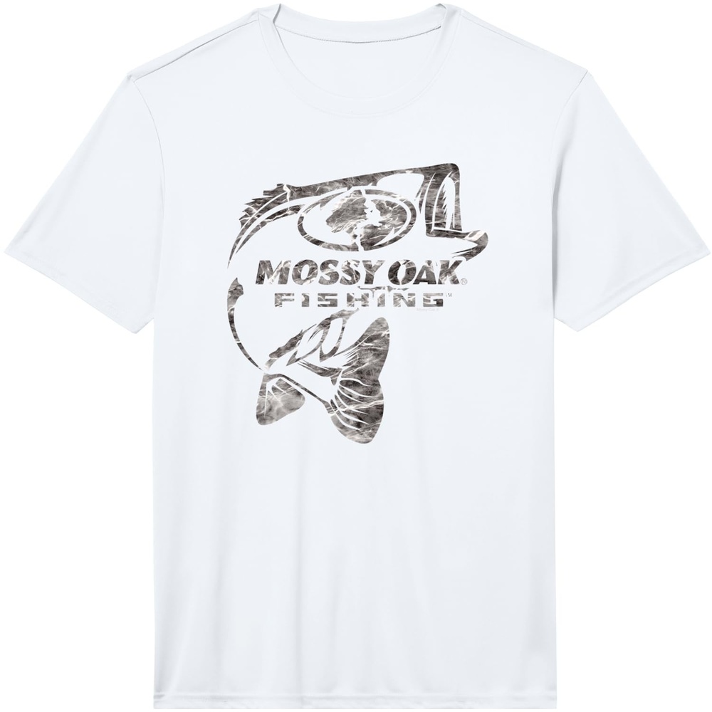 image:imageMossy Oak Fishing Bass Open Water Classic Grey Logo Performance TShirtWhite