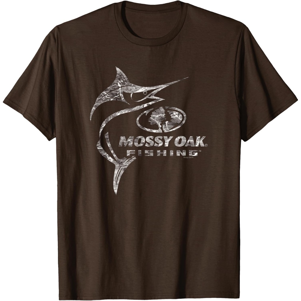 image:imageMossy Oak Fishing Marlin Target Ocean Outdoors Grey Logo TShirtBrown
