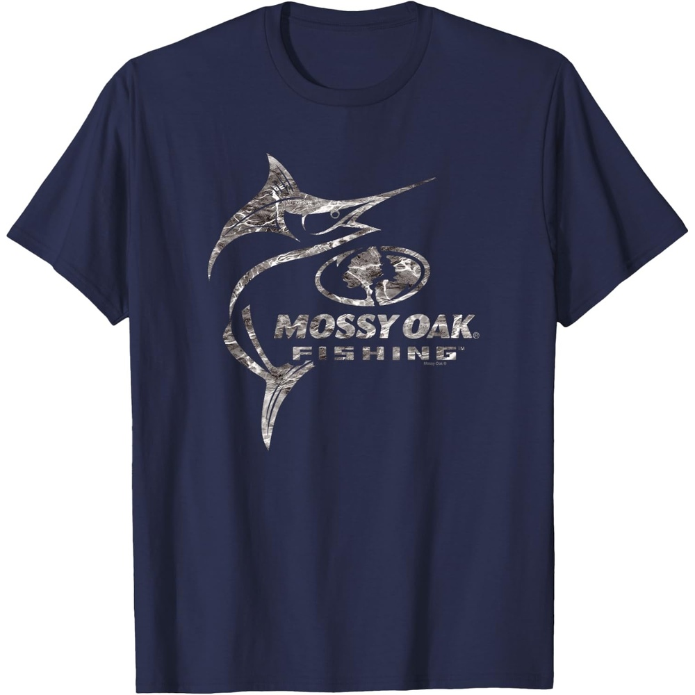 image:imageMossy Oak Fishing Marlin Target Ocean Outdoors Grey Logo TShirtNavy Blue