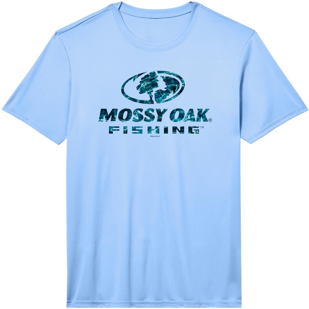 image:imageMossy Oak Fishing Open Water Classic Blue Logo Performance TShirtLight Blue